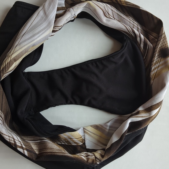 Gossip Collection Stretch Bikini Fold Over Swim Bottom MEDIUM Black Multicolor - Picture 9 of 11